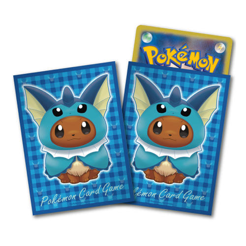 Japanese Pokemon Center Exclusive Eevee Wearing Poncho - Vaporeon Sleeves - 64ct